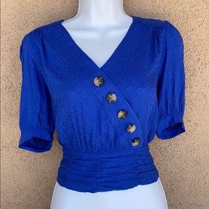 Maeve Anthropologie Royal blow cropped blouse